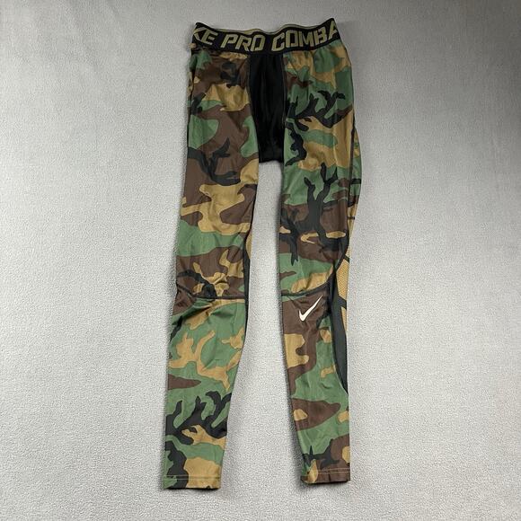 Nike Pro Pants Womens Large Green Hypercool Camo Tights Stretch Athletic - Picture 1 of 10